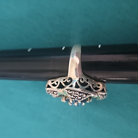 Dallas Prince Green & Blue Enamel Flower Ring Size 5.5 - Picture 3 of 7